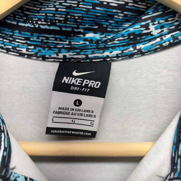 Nike Pro Blue Multi Color Pattern 1/4 Zip - Size L - Picture 1 of 6